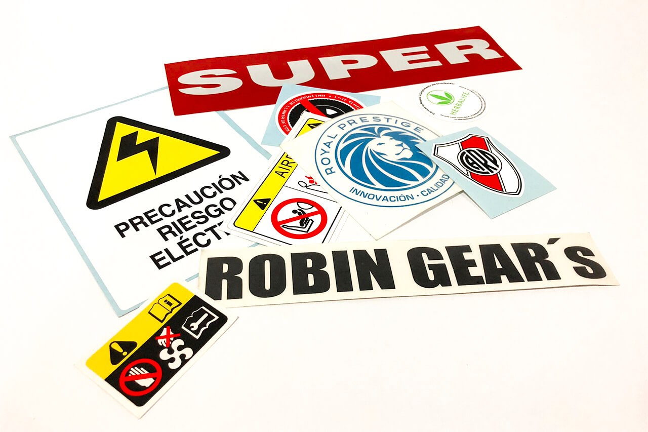 Stickers varias marcas: Super, Robin Gear, Royal Prestige, Herbalife