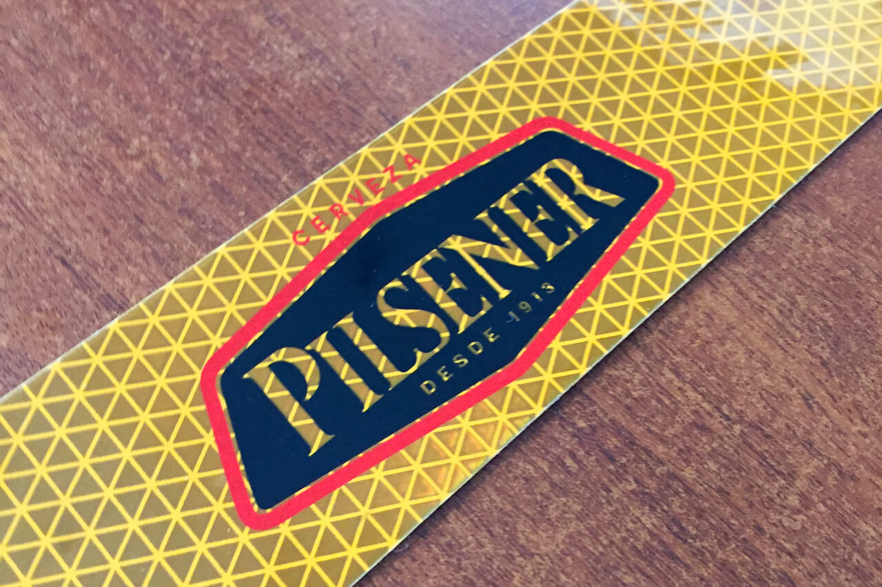 Cinta reflectiva impresa el logo Pilsener