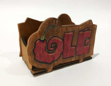 Servilletero Olé impreso en madera